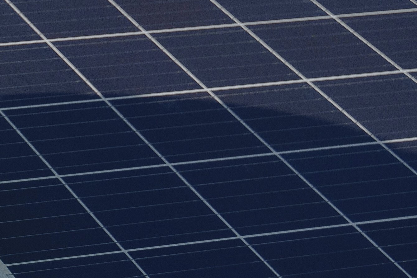 A solar panel with a section shaded from the sun