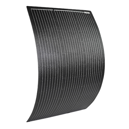 A SolarGo2 semi-flexi solar panel, demonstrating a flex of up to 40 degrees