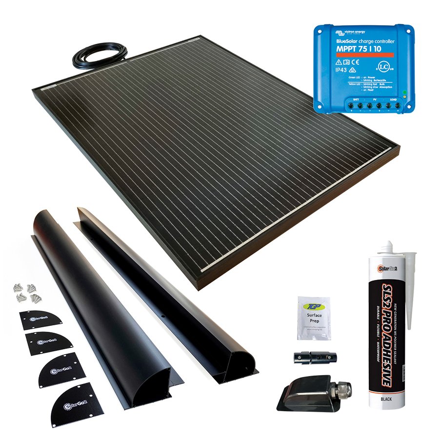 SolarGo2 130W Rigid Solar Panel in black finish
